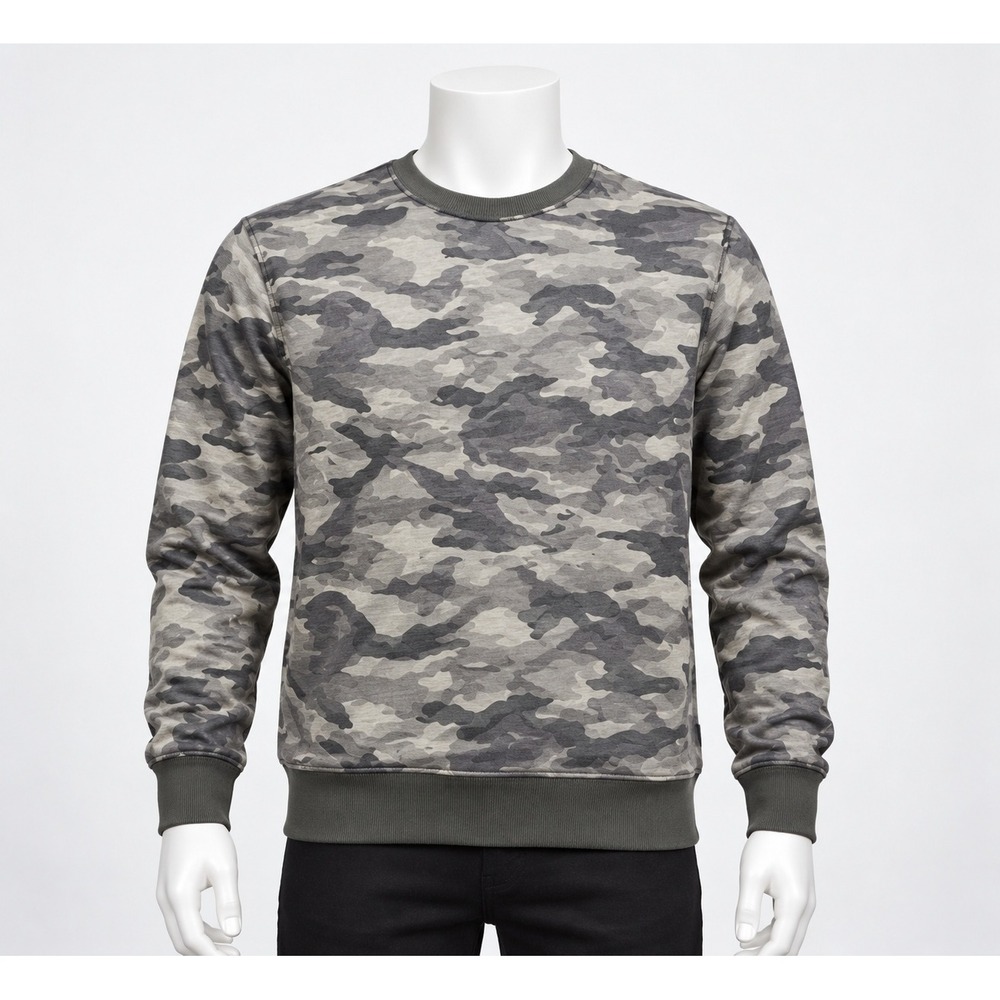 Splendid Camo Sweatshirt Womens Small Green Grey Camouflage Pullover Crewneck